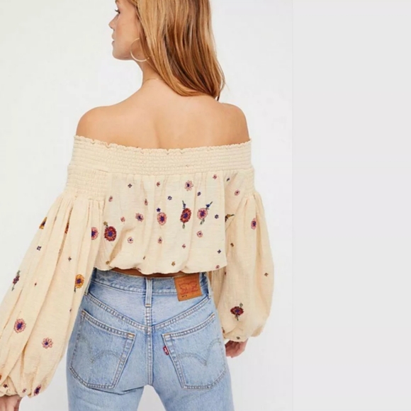 Women's Free People Tops Free People Saachi Smocked Top - Picture 2 of 3